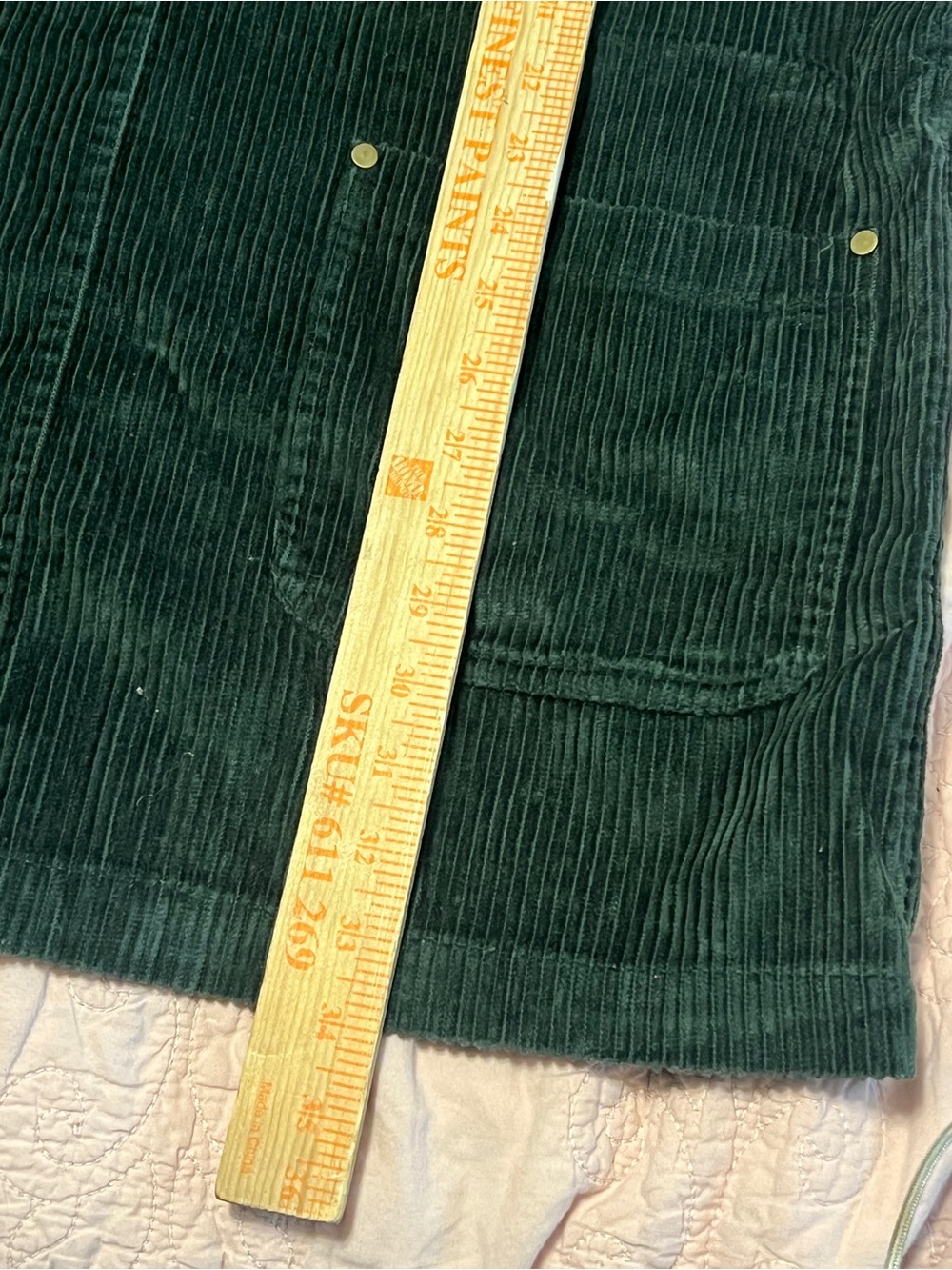 Vintage Dark Green Corduroy Pinafore Mini Dress - Picture 5 of 7